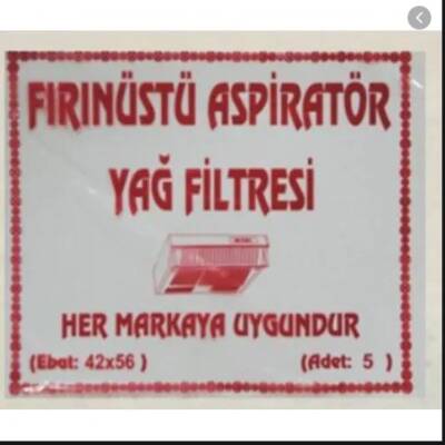 Fırınüstü Aspiratör Elyaf yağ Filtresi 5 Li Paket